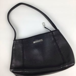 Brighton black pebbled leather shoulder bag.